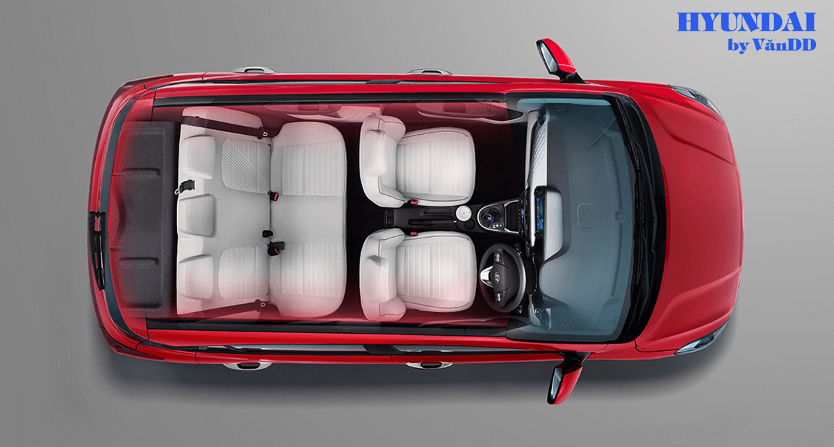 Tổng thể nội thất và 2 hàng ghế Hyundai i10 hatchback