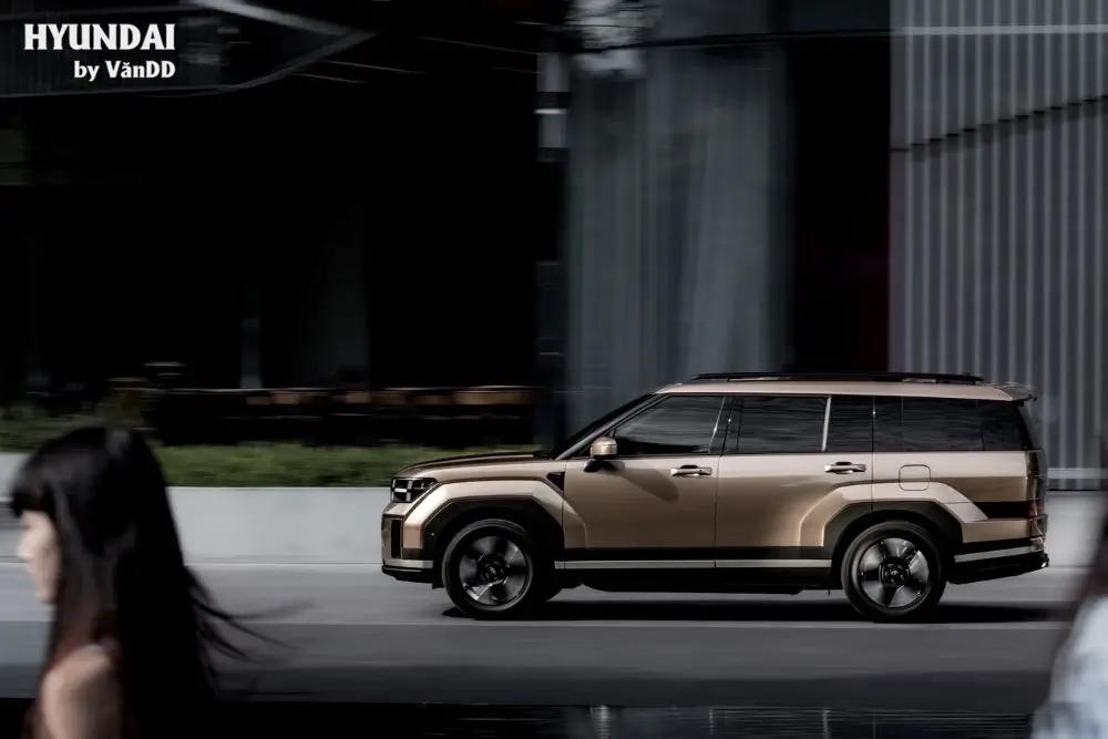 Đánh giá chi tiết Hyundai Santa Fe Hybrid 2026 Không gian xe Santa Fe Hybrid 2026 cực kỳ vuông vức, cơ bắp và rộng rãi